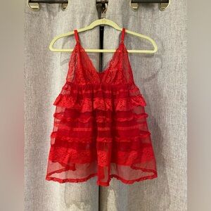Victorias Secret Babydoll Nightie Mesh Lace Open Back Bow Sheer